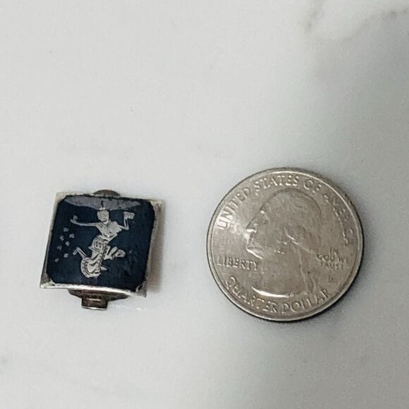 Vintage Siam Silver Earrings Black Enamel Clip On Square Dancer - Picture 5 of 12